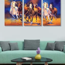 999Store Multicolor Running Horses Art 3 Frame Canvas Paintings-17