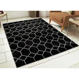 Saral Home Soft Touch Black Microfibre Carpet - Set of 1-43