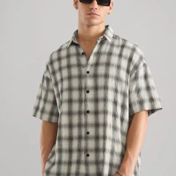 The Souled Store Grey Loose Fit Checks Shirt-picture-21