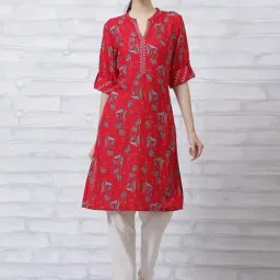 Rangriti Red Printed Straight Kurta-19