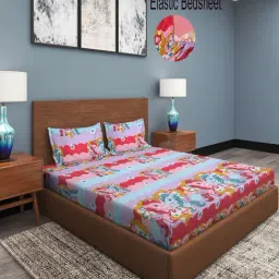 Klotthe Character based Multicolor 210 TC Cotton King Bedsheet with 2 Pillow Covers-image-78