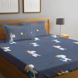 Klotthe Character based Multicolor 210 TC Cotton King Bedsheet with 2 Pillow Covers-image-82