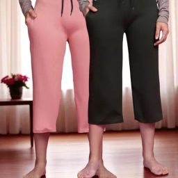 Kryptic Dusty Pink & Olive Solid Capris - Pack Of 2-picture-43