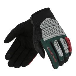 Royal Enfield Dark Green Leather Textured Gloves-image-5