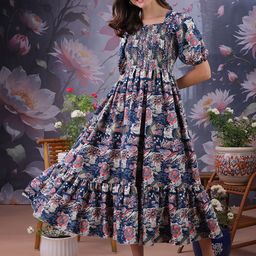 CORSICA Floral Printed Fit & Flare Dress-image-78
