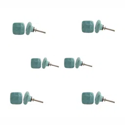 Indianshelf 6Pcs Green Textured Ceramic Knobs-24
