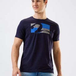 Spykar Men Blue Slim Fit Solid Half Sleeve Casual T-Shirt-image-20