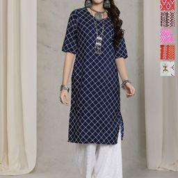 7Threads Selection Of 6 Geometric Printed Round Neck Straight Kurtas-image-96