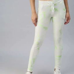 SHOWOFF White & Green Tie - Dye Cotton Track Pants-picture-3