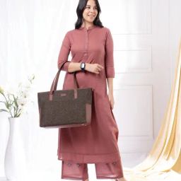 ZOUK Brown Textured Mother's Tote Bag-12