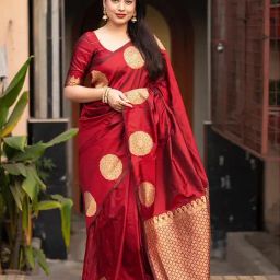 Anjaneya Sarees Red Banarasi Silk Saree with Unstiched Blouse-24
