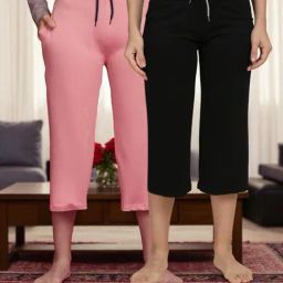 Kryptic Dusty Pink & Black Solid Capris - Pack Of 2-picture-23