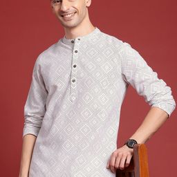 Anouk Men Geometric Printed Mandarin Collar Pure Cotton Kurta-image-26