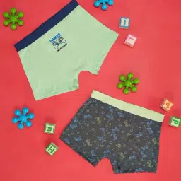 Pantaloons Junior Kids Green & Grey Cotton Printed Trunk (Pack of 2)-image-35