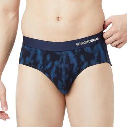 UnderJeans by Spykar Navy Blue Blended Printed Mid Rise Briefs-picture-27
