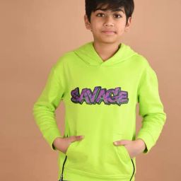 LilPicks Kids Lime Green Graphic Print Full Sleeves Hoodie-image-58