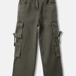Blue Giraffe Girls Grey Cotton Solid Jeans-image-61