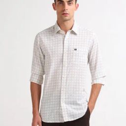 Arrow Sport Off White Cotton Slim Fit Printed Shirt-picture-46
