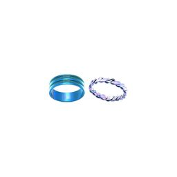 Dynamic Retail Global Set of 2 Rings for Men & Women, Blue-Blue Alloy Ring ()-9