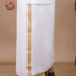 Ramraj Men Solid Border Single Layer Dhoti image 1