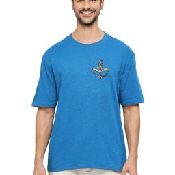 Basics Mid Blue Cotton Muscle Fit T-Shirt-image-78