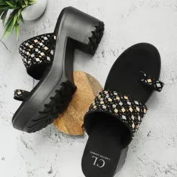 Carlton London Women's Black Toe Ring Sandals-picture-37