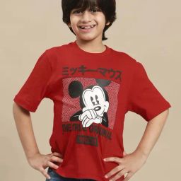 Kidsville Boys Red Cotton Printed Tshirt-image-95
