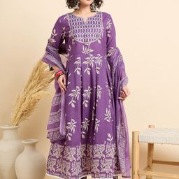 KALINI Women Ethnic Motifs Printed Regular Kurta with Trousers & With Dupatta-4