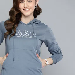 Mast & Harbour Brand Logo Printed Hooded Sweatshirt-picture-42