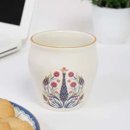 Fabindia Home White & Blue Ceramic Lavanya Decaled Kulhad (180ml)-39