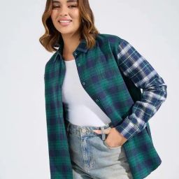 Styli Green Chequered Shirt-image-81