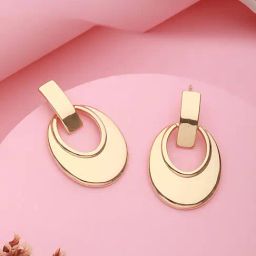 Saraf RS Jewellery Anti-Tarnish GoldToned Bold Statement Elliptical Earrings for Women-41