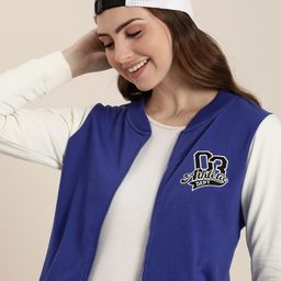 HERE&NOW Typography Printed Mock Collar Front-Open Sweatshirt-picture-0