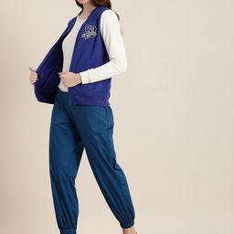HERE&NOW Typography Printed Mock Collar Front-Open Sweatshirt image 2