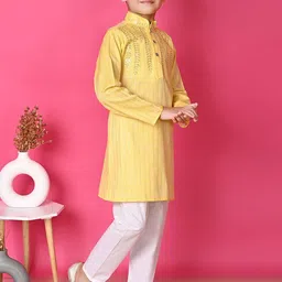 NFC CREATION Boys Striped Regular Sequinned Kurta with Pyjamas image 3