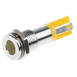 RS PRO Yellow Panel Mount Indicator 2V DC, Mounting Hole Size 8 mm, Termination Type Solder Tab, Model No 203824-12