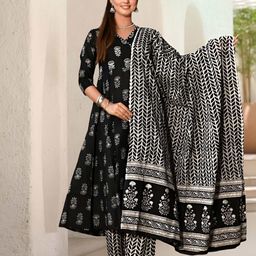 Anouk Rustic Women Ethnic Motifs Printed Angrakha Kurta with Palazzos & With Dupatta-picture-14