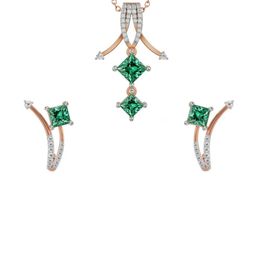 Emori Emerald Delight Lab Diamond Set In 14KT Gold Matching Set-image-16