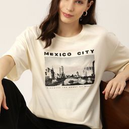 DressBerry Graphic & Typography Printed Drop-Shoulder Sleeves Pure Cotton T-shirt-picture-9