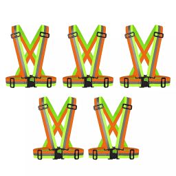 Robustt High Visibility Protective Safety Reflective Vest Belt Jacket Pack of 5-image-83