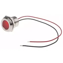 RS PRO Red Panel Mount Indicator 28V DC, Mounting Hole Size 22 mm, Termination Type Lead Wires, IP Rating IP67, Model No 1232425-11