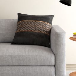 ANS Black Single Brocade 16'' x 16'' Square Cushion Cover-38