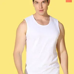 WOOSTRO Pack Of 2 Printed Combed Cotton Gym Vests -VWS26(BKLN ORANGE)(PLAIN WHITE)-image-95