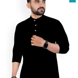 univibe Selection Of 2 Cotton Mandarin Collar Slim Fit Straight Kurtas-image-85