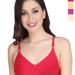 Liigne Women Pack Of 4 Full Coverage Lightly Padded Non-Wired Cotton T-shirt Bra-picture-42