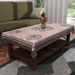 Aura Pink Floral Cotton 4-Seater Table Cover with Embroidered details-image-81