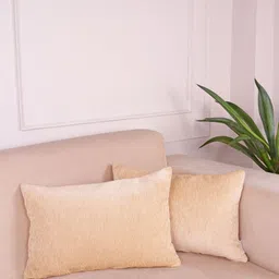 STITCHNEST Beige 2 Pieces Velvet Rectangle Shaped Cushion Covers-image-21