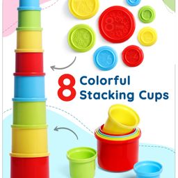 Babyhug Stacking Cups with Shapes, Colors & Number Recognition- 8 Pieces-12