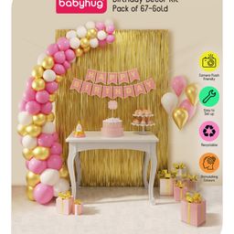 Babyhug Birthday Decor Kit Golden and Pink - Pack of 67-image-87
