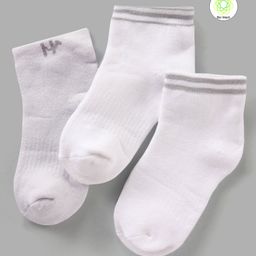 Honeyhap Premium Bamboo Blend Anti Microbial Ankle Length Socks Pack of 3 - White Ecru-image-6